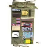 WW2 US Army Personal kit collection: wash kit roll, two shaving brushes, Molle shaving cream,