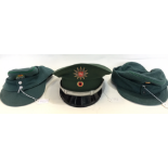 A collection of seven West German Police / Border Guard caps and a West German Bundesluftwaffe