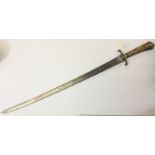 Hunting Sword with fullered single edged 51cm blade. Engraved decoration.