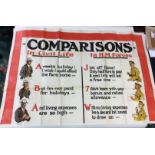 1919 British Army very large sized colour recruitment poster entitled "Comparisons- In Civil Life,