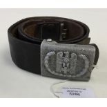 WW2 Third Reich DRK Mans Belt and Buckle. Brown leather belt is size 90cm.