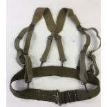 WW2 US Army M1936 Suspenders dated 1942 and M1910 pistol belt dated 1945.