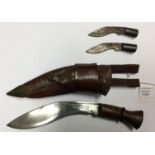 WW2 private purchase small sized Kukri knife with 15cm maker marked blade by "KB Hakuri & Sons,