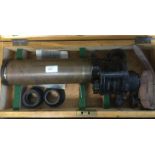 WW2 Royal Navy Prismatic Monocular Gunsighting Telescope G 354 in transit case.