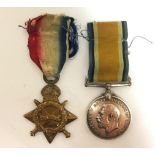WW1 British 1914-15 Star and War Medal to 1873 Pte S Bromley, South Staffordshire Regt.