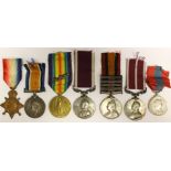 Boer War/WW1 British Medal group consisting of Queen's South Africa Medal with South Africa 1901,