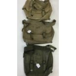 WW2 US Army Musette bag collection: one in tan dated 1943 complete with sling: another in OD shade