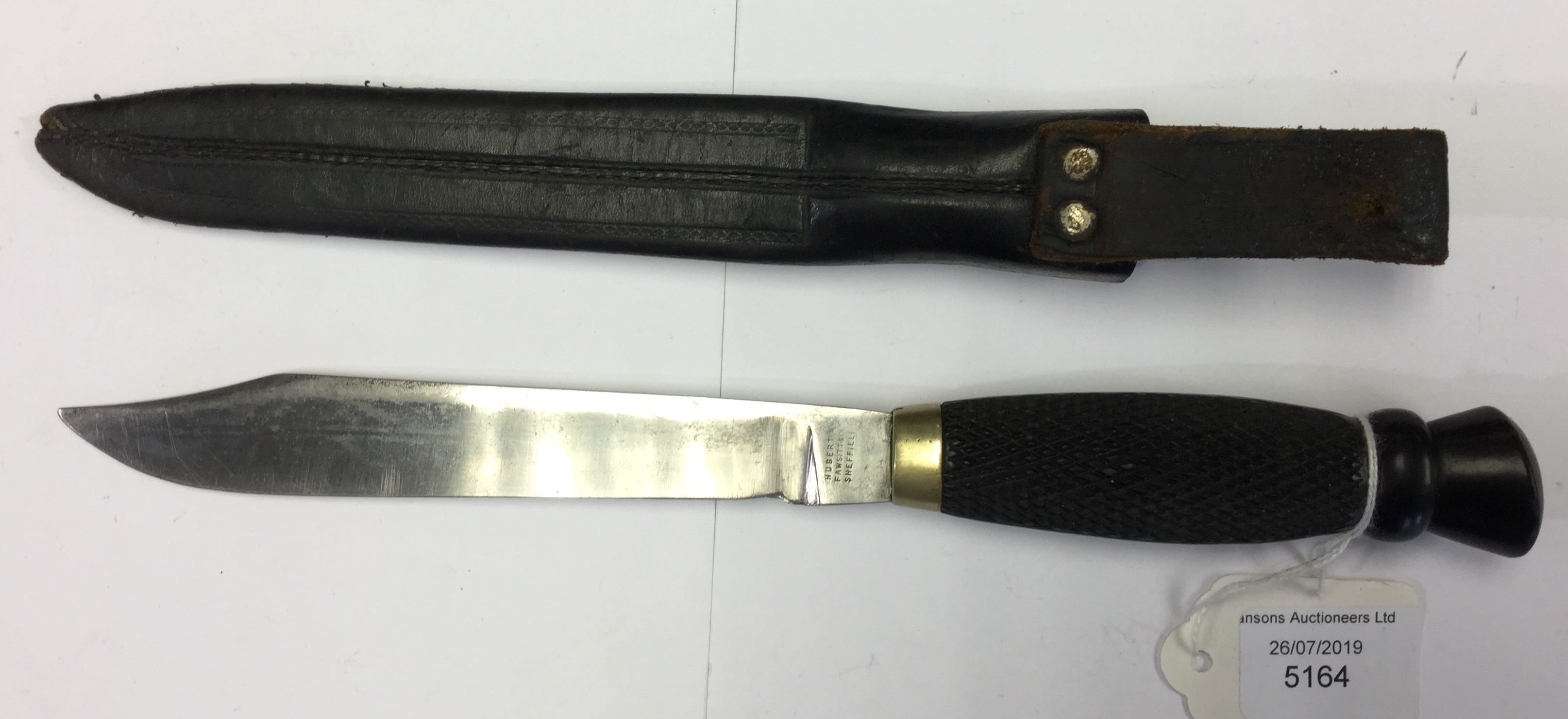 Early 20th Century Hunting knife with 155mm long Bowie type blade by "Hubert Fawsitt & Co,