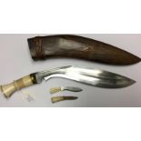 Private purchase Nepalese Kukri knife with 32.5cm fullered blade. No markings.