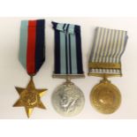 WW2 British 1939-45 Star, India Service Medal 1939-45 and a UN Korea Medal.