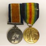 WW1 British War Medal and Victory Medal mounted on bar with original ribbons to T-310483 Pte WJ