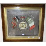 WW1 British Royal Navy framed hand embroidered silk sweetheart embroidery.