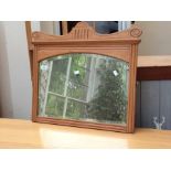 A Satin walnut pine dressing table mirror