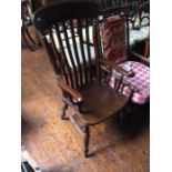 A 19th Century elm and beech slatted high back chair
