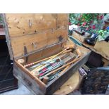 A 19th Century Croquet set in a pine box, c.1880