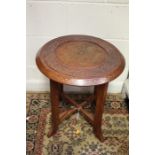 An Anglo-Indian coffee table, decorated with brass inlaid stringing