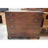 A mid 18th Century oak chest of drawers, c.1750 comprising four long graduated drawers, all