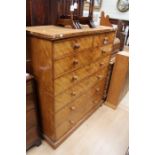 An Early Victorian satinwood chest of drawers, c.1860 fitted with two short and five long