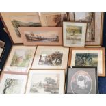 A quantity of original watercolours and pastels (11)