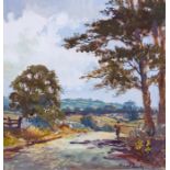 Michael Crawley (British, 20th Century), Carsington, signed, l.r., gouache, 16 by 15cm, framed