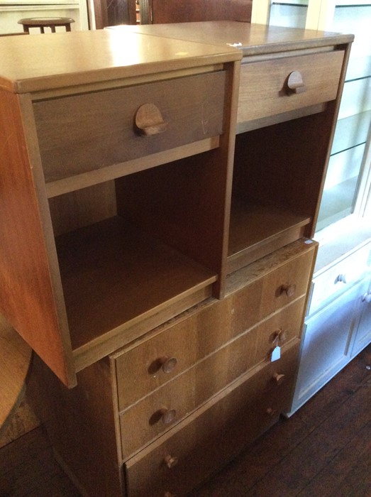 A collection of mid 20th Century bedroom furniture, comprising teak dressing table, a matching