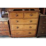 A mid Victorian mahogany chest of drawers, c.1870, comprising two short and three long graduated