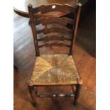 Four Early 20th Century Oak Rush Seated ladder back Chairs (4)