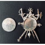 Malta 2 Saudi Emmanuel De Rohan 1796, and a coin brooch, Malta 15 Tarl Emmanuel Dinto De Fonseca