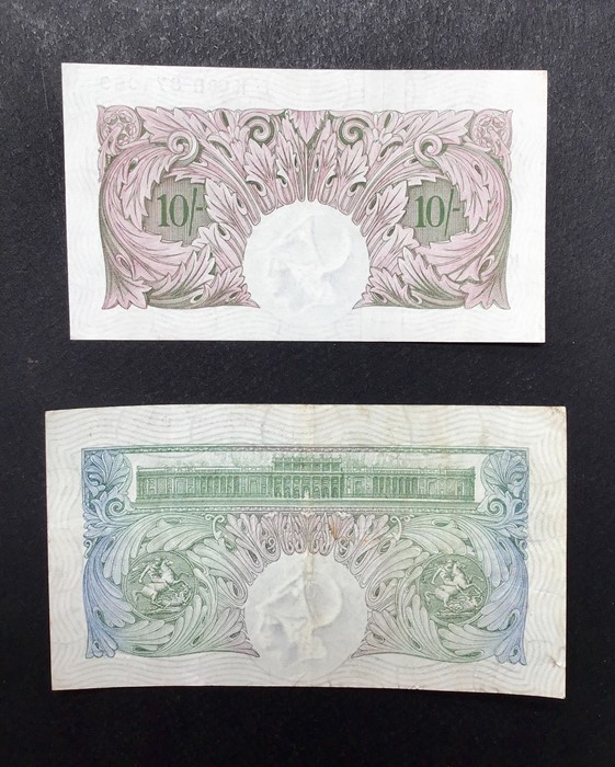 One Pound Mahon Banknote Serial No’ A48 347386, Ten Shilling Peppiatt Banknote Mauve Serial No’ K69D - Image 2 of 4