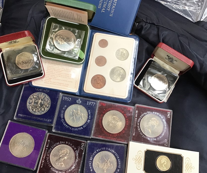 A Box of Coins, Including Silver Proof Crowns 1972 x 2, Proof 50 pence 1973 x 2, Whitman Folders, - Image 2 of 3