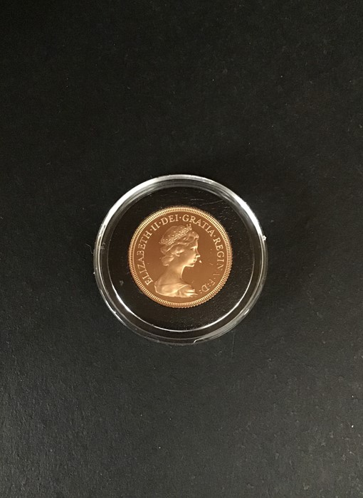 Sovereign proof quality 1980 H.M Reign Series in Box with certificate, London mint office.