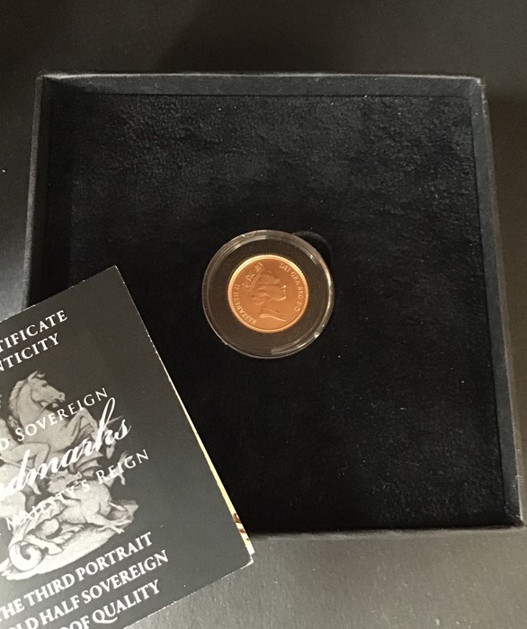 Half Sovereign Gold Proof 1986 in a presentation box with certificate. London mint office.