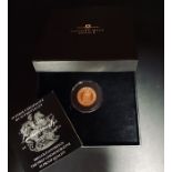 Sovereign proof 1989 in presentation box with certificate, London mint office.