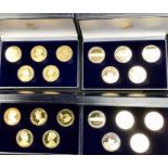 The Royal Collection of 5 medallions of Royal Residences x 2, the Royal Collection of 5 Medallion