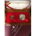 South Africa 2 coin Winston Churchill set of Quarter Gold Proof Krugerrand 2015 and a 1 oz Silver