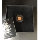 Quarter Sovereign Gold Proof 2013 in a presentation box with certificate. London mint office.