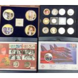 4 Boxes of Westminster Commemorative Coins and Coin-Stamp F.D.C x 5. With a quantity of