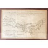 Collection of framed antique canal maps, 18th century copper engravings on laid/chain-lined paper,