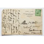 D. H. Lawrence (1885-1930), English author. Autograph postcard, addressed to Miss N. Holderness,