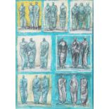 Henry Moore (British, 1898-1986), studies of three standing figures, lithograph signed and dated