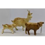 Beswick goat number 1035, height approx 14 cms, Highland calf number 1827D,