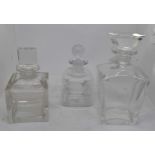 Art Deco style glass perfume bottles plus small glass decanter (3)
