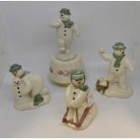 Royal Doulton The Snowman figurines including; Toboganning, Build a Snowman, Snowballing,