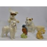 Beswick bulldog, number 1872, terrier, cat egg cup,