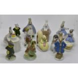 Twelve Coalport china statues from Little Grey Rabbit