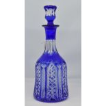 Whitefriars cased decanter, blue and white, Bohemian style. One off item.