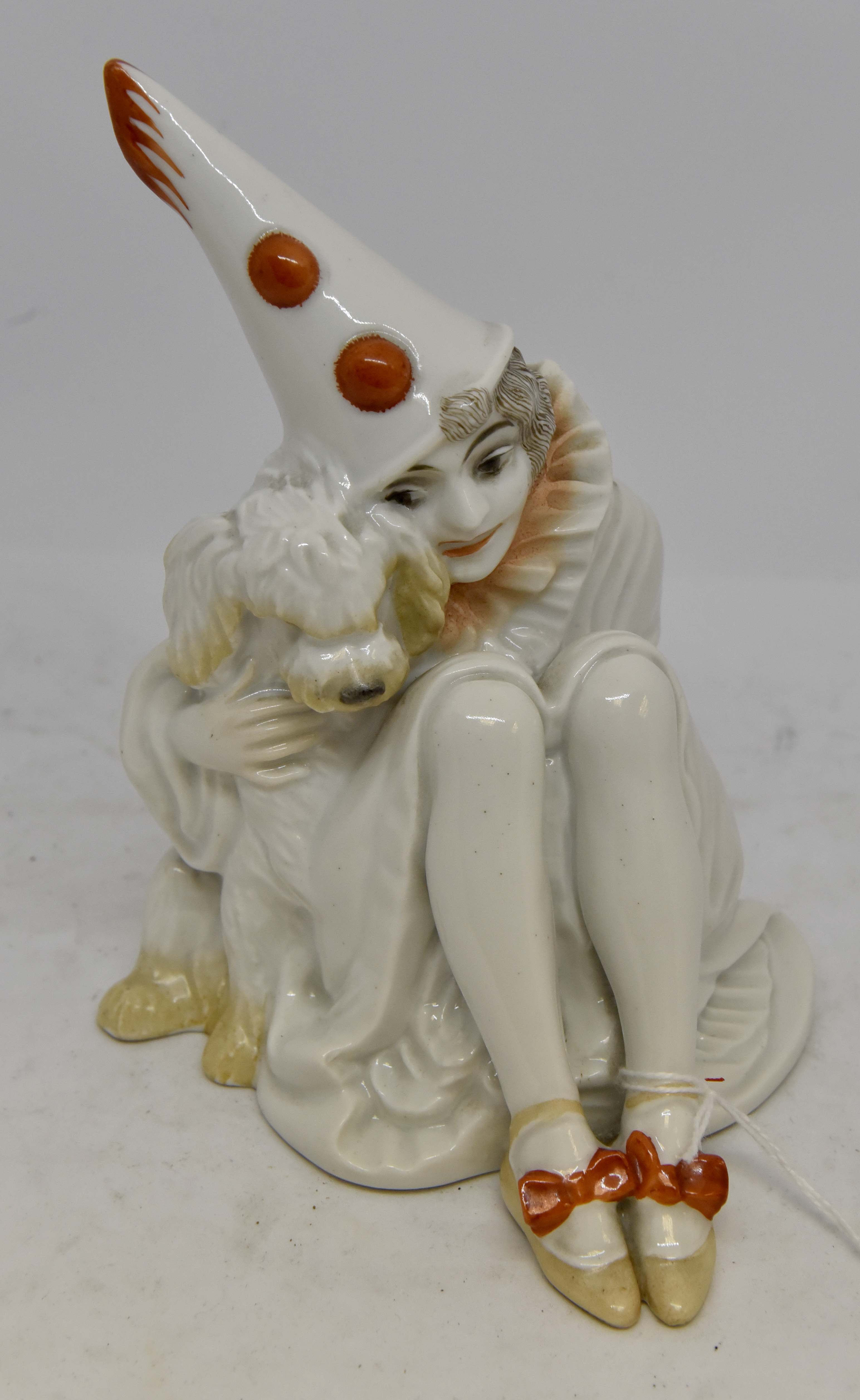 Rosenthal lady clown figure, approx 16 cms high No obvious signs of damage or restoration.