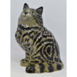 Beswick Persian Cat 1867, seated and looking up, grey Swiss roll colourway,