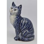 A Beswick cat, seated, head looks up, Royal Blue?, number 1030.