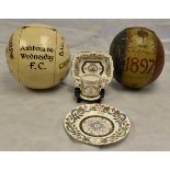 Ashbourne Shrove-tide football memorabilia including Royal Crown Derby dish, mug,